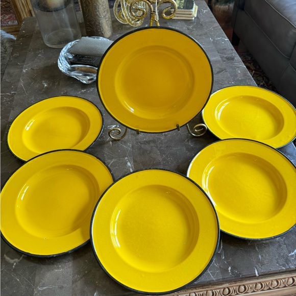 Mid Century Enamelware Plates - SET OF 6 - Picture 2 of 6